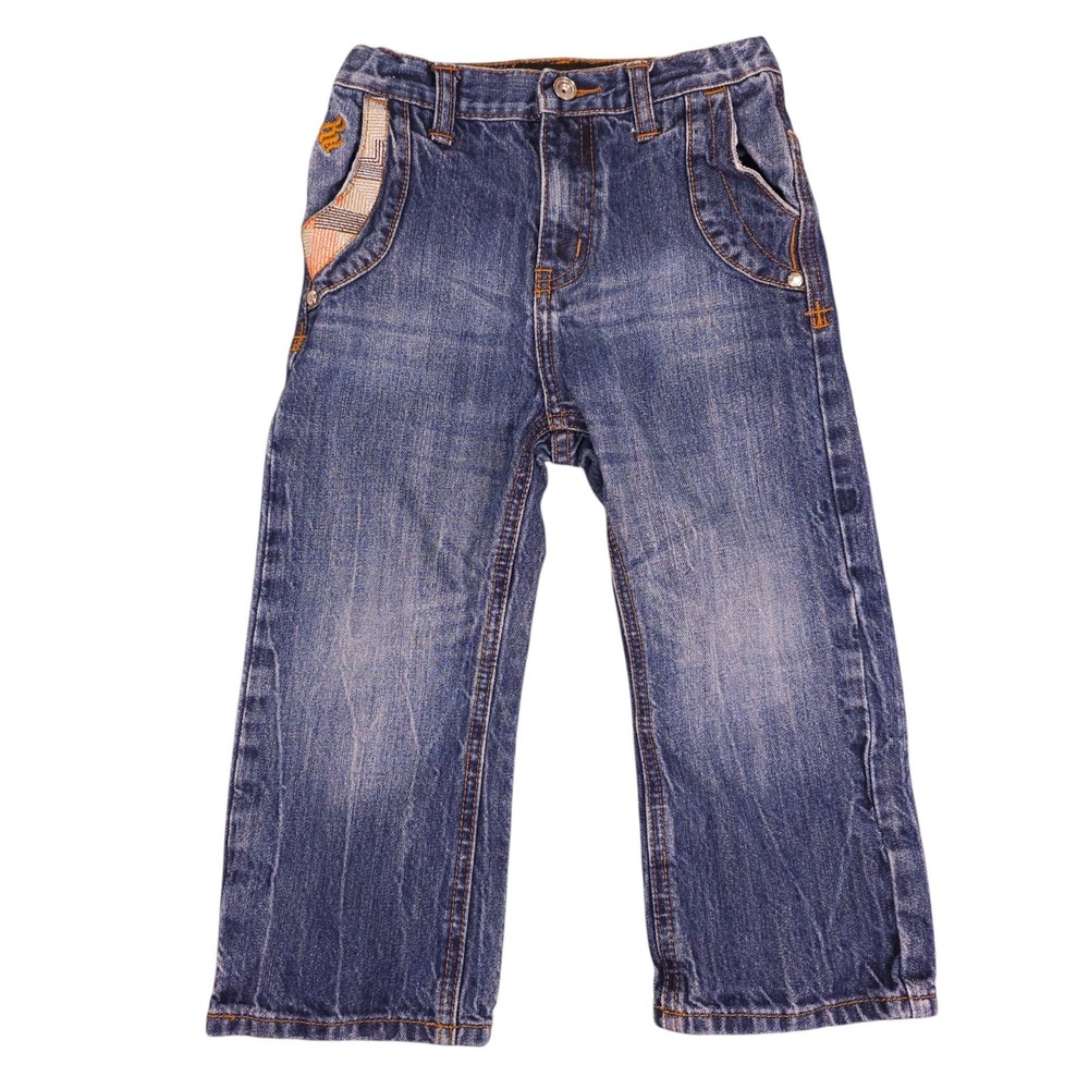 Vintage Y2K Rocawear Jeans Boys 4T Blue Embroidered Plaid Pockets Denim Pants